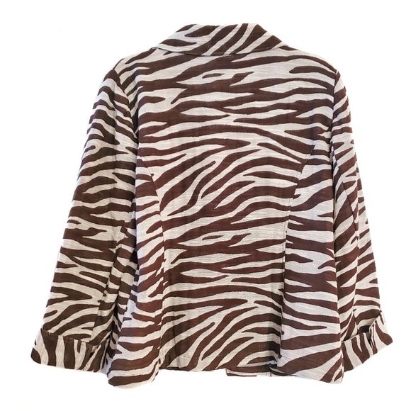 Chico's Jacket Size 2 Large Desert Zebra Print Izadora Open Blazer New W Tags - Picture 2 of 3